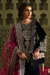 D-463 Unstitched - 3piece - Embroidered Velvet by Baroque